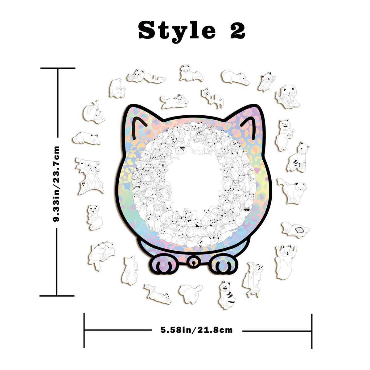 🎁49% OFF🎅135-Piece Morandi-Colored Cat Shaped Tray Wooden Jigsaw Puzzle