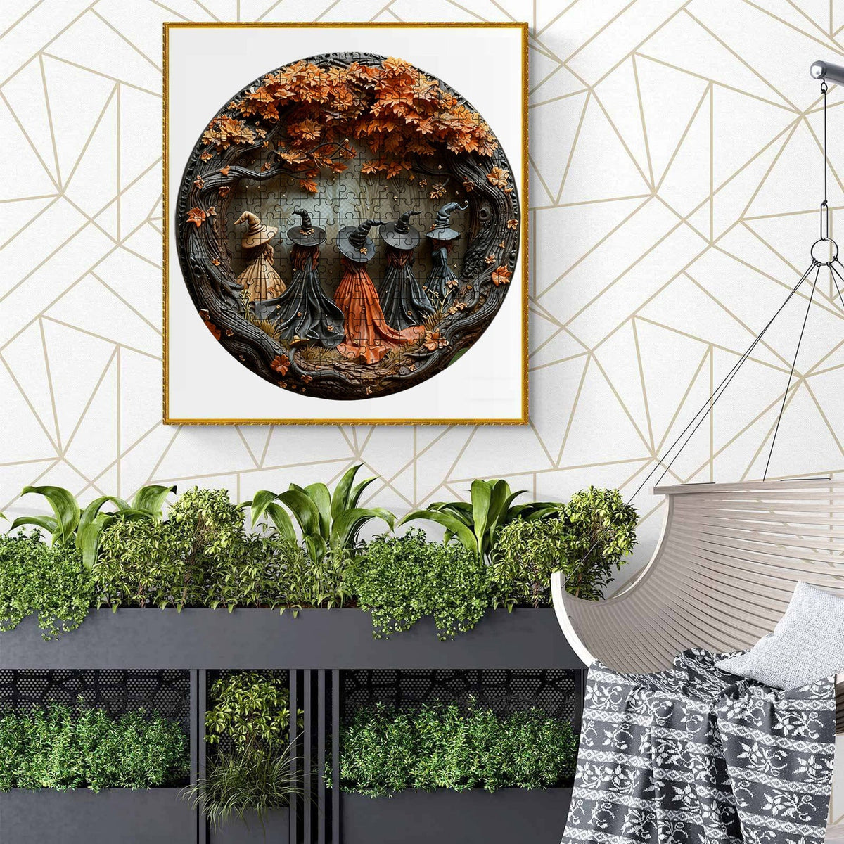 Autumn Witch Wooden Jigsaw Puzzle
