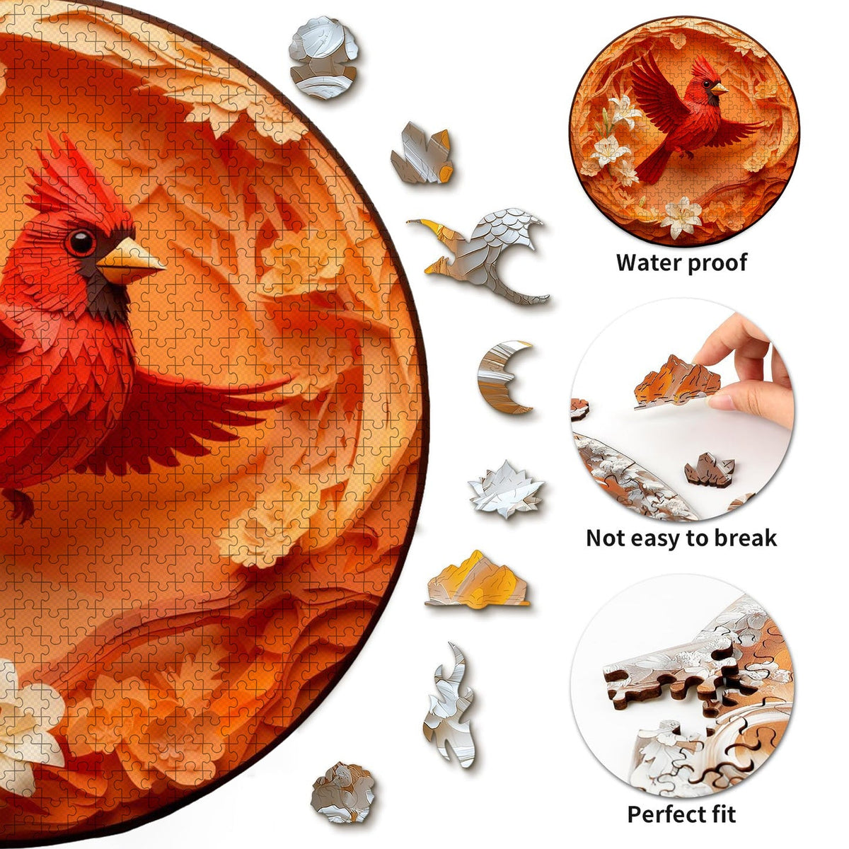 Flying Cardinal Wooden Jigsaw Puzzle
