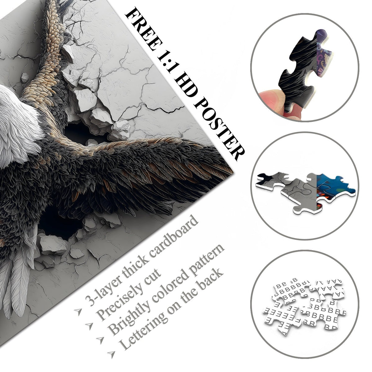 Breaking Free Eagle Wooden Jigsaw Puzzle 1000 Pieces