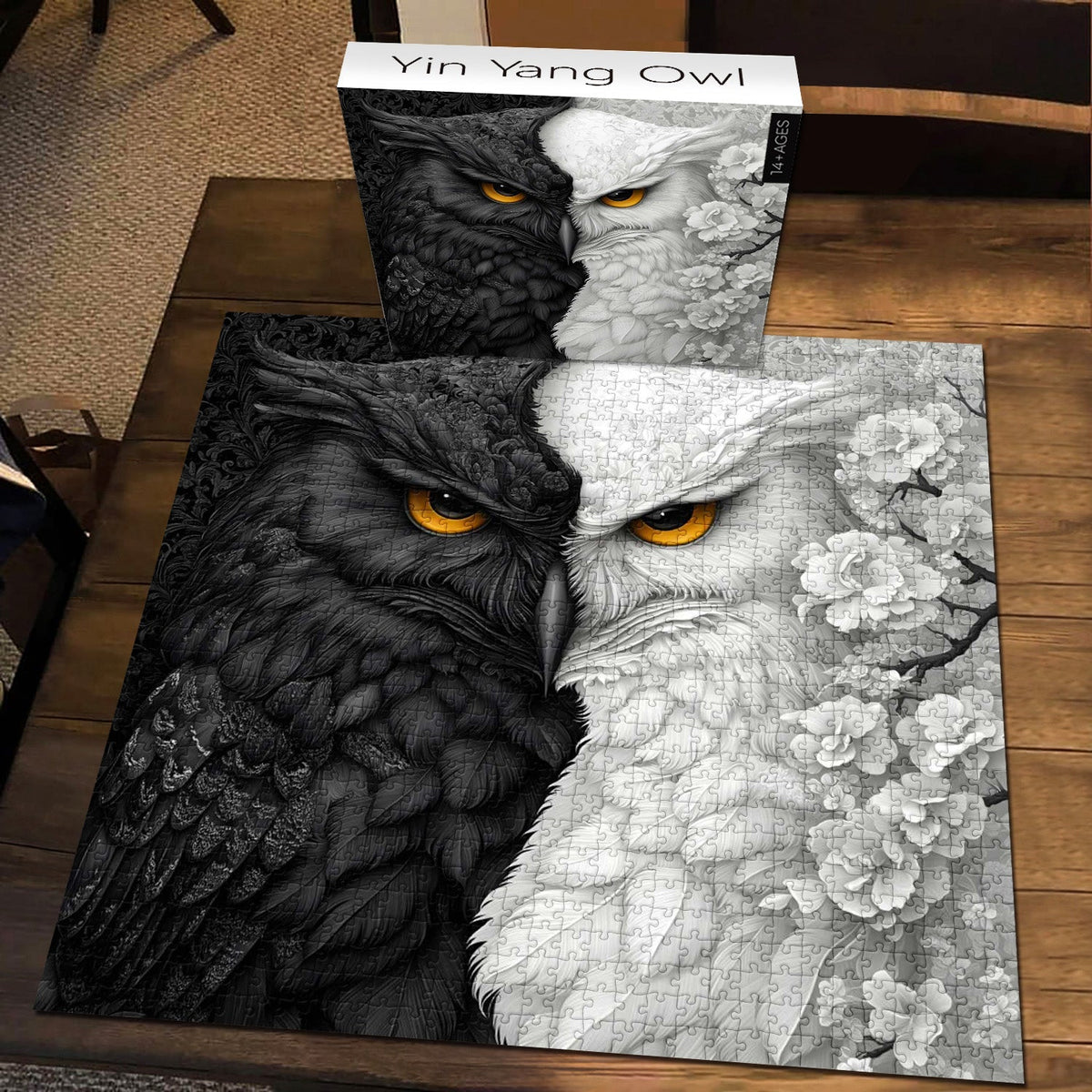 Black and White Owl Wooden Jigsaw Puzzle 1000 Pieces