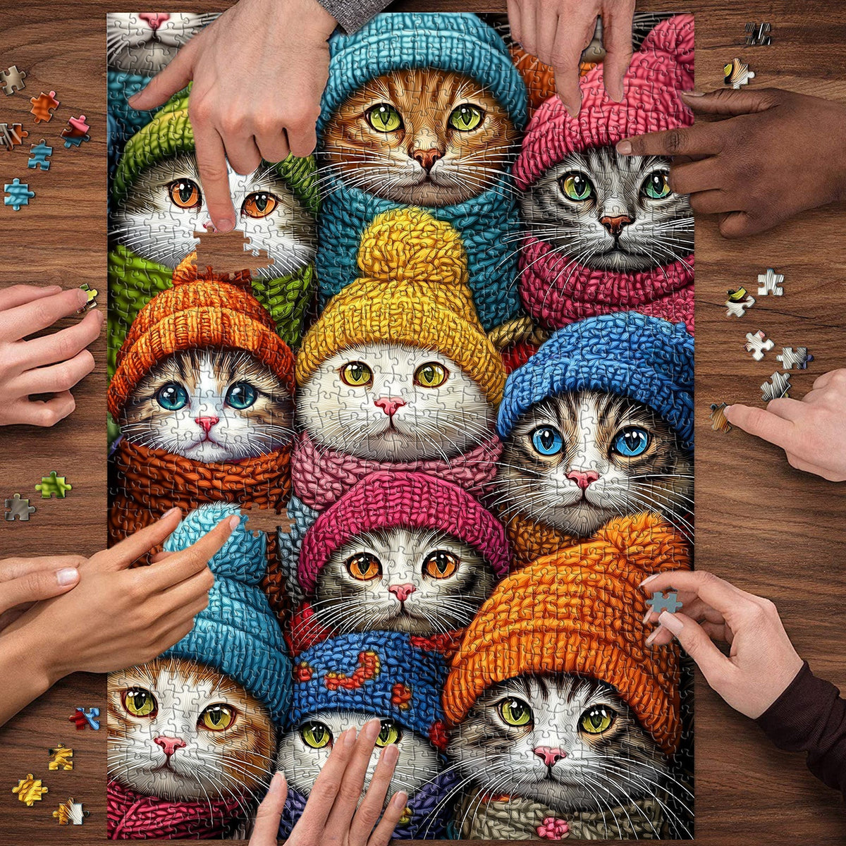 Cat Hat Fantasy Wooden Jigsaw Puzzle 1000 Pieces