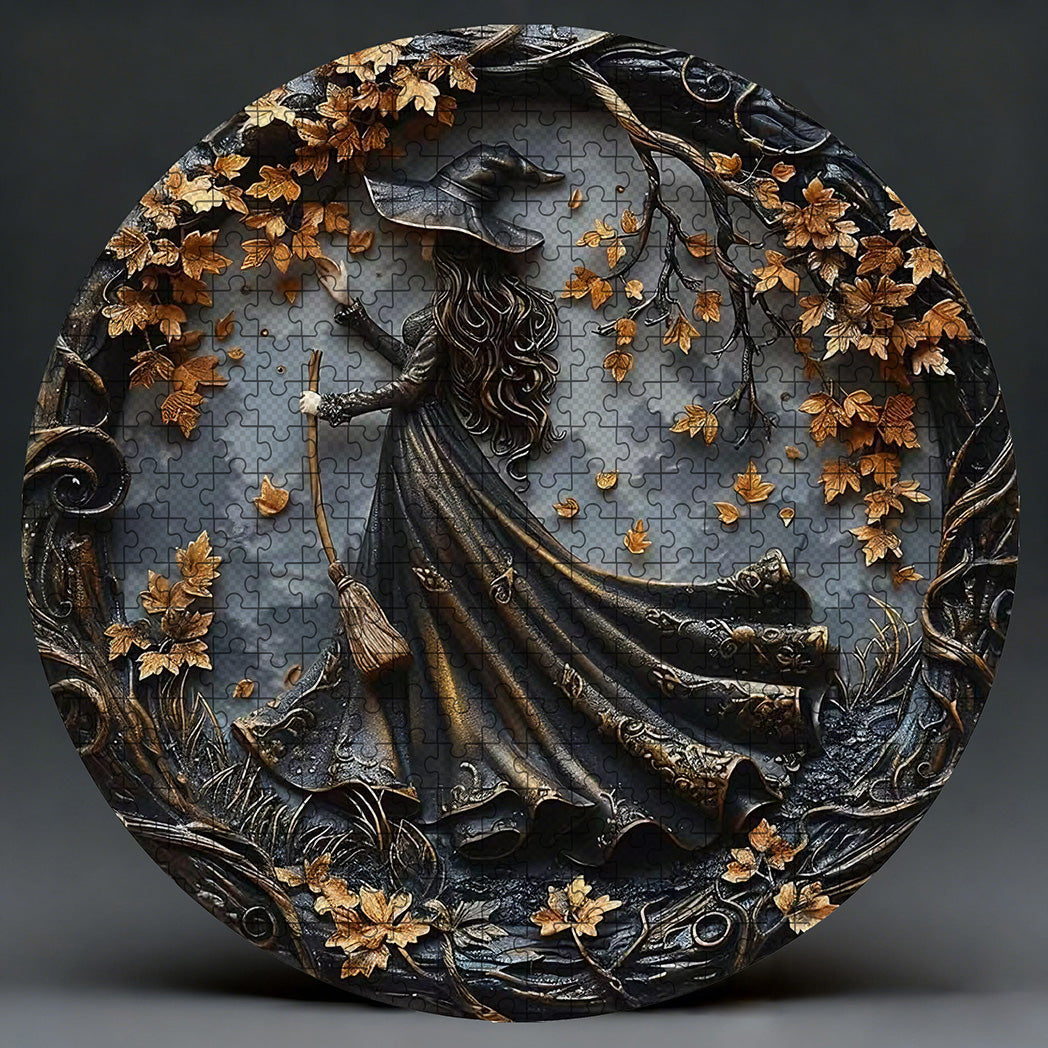 Autumn Witch Wooden Jigsaw Puzzle