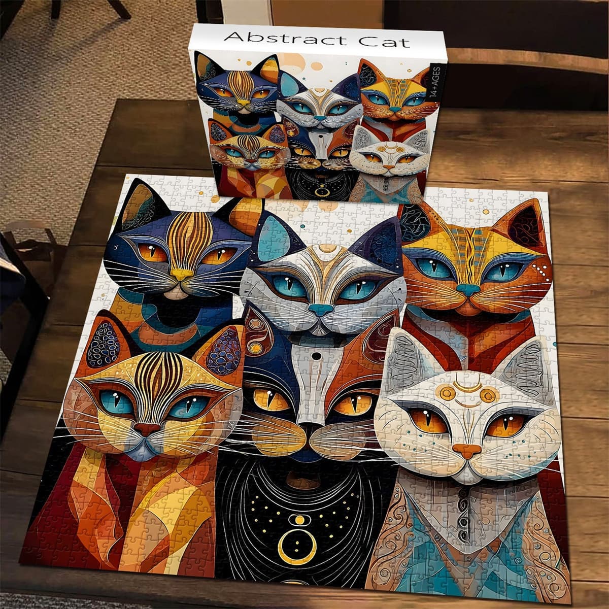 Abstract Cat  | 1000-Piece Wooden Jigsaw Puzzle