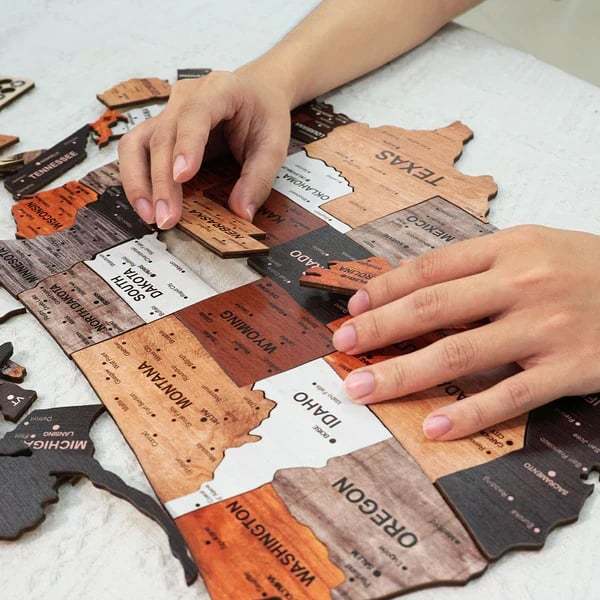 The United States Wooden Map Puzzle Full Packed (Made in USA)