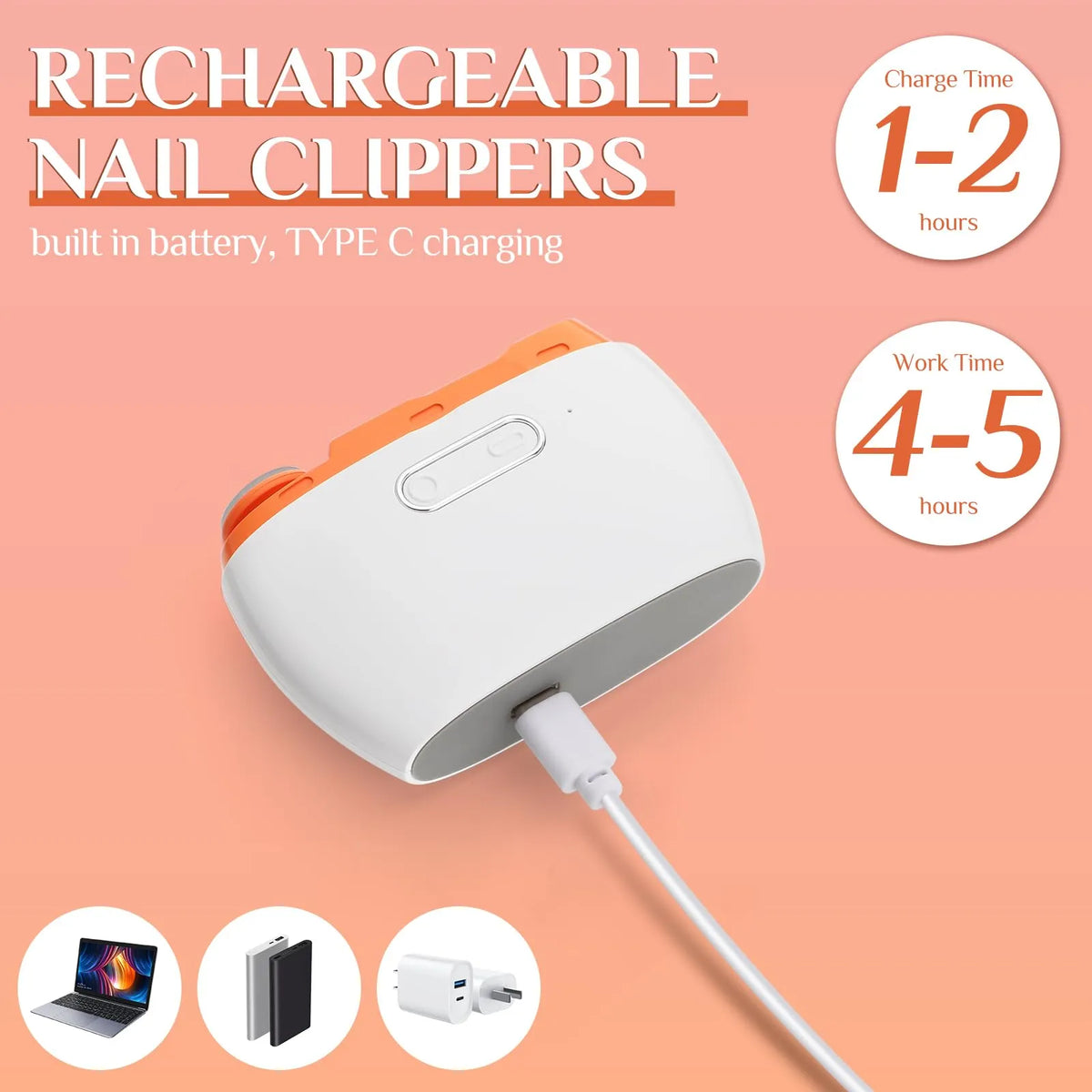 2 in 1 Electric Automatic Nail Clipper Trimmer
