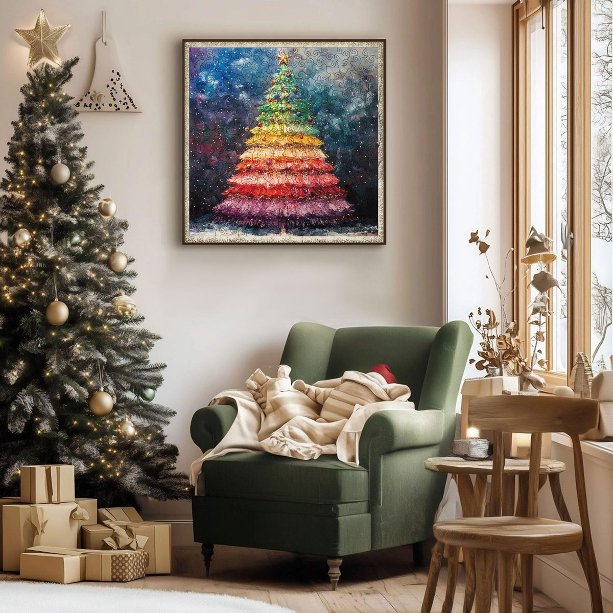 Wooden Christmas Tree Puzzle Money Box - L